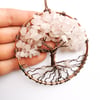 Rose quartz tree of life, crystal sun catcher,  wall hanging