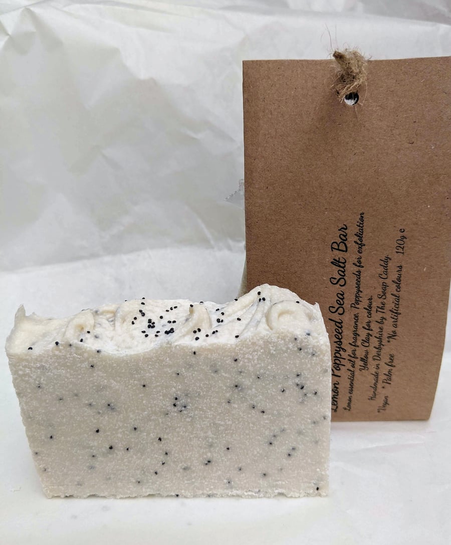 Soap- Lemon & Poppyseed Sea Salt Spa Bar- vegan 120g