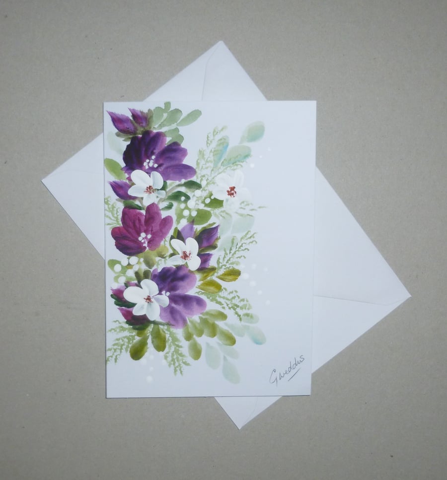art painting floral watercolour greetings card ( ref FA 376 K1 )