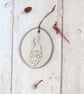 WALL DECORATION hand-built stoneware small peacock plaque ornament in white - Image 5