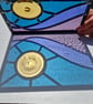 Stormy sky and ocean stained glass leaded panel - Image 4