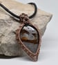 Wire Woven Rock Chalcedony and Copper Unisex Pendant - Image 6