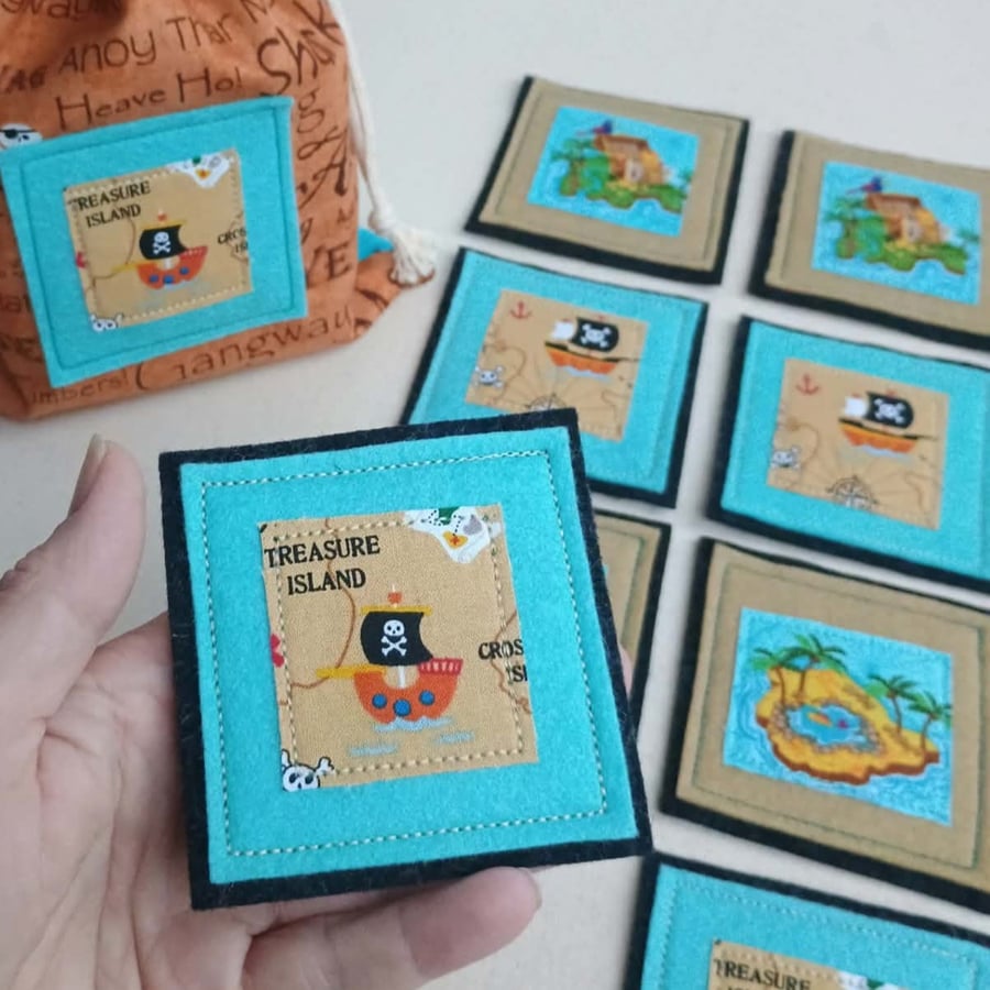 Toy, Pirate matching pairs memory game in felt, UKCA safety tested