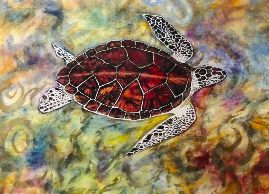 Hawksbill Turtle Print from Original Watercolour Painting