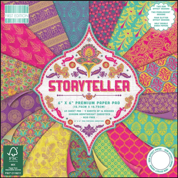 12"x12" Card Pack 48 Sheets 200gsm First Edition "Storyteller" Paper Pad