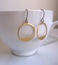 Modern Gold Hoops in raw brass - simple circles - brushed finish - minimalist - Image 2