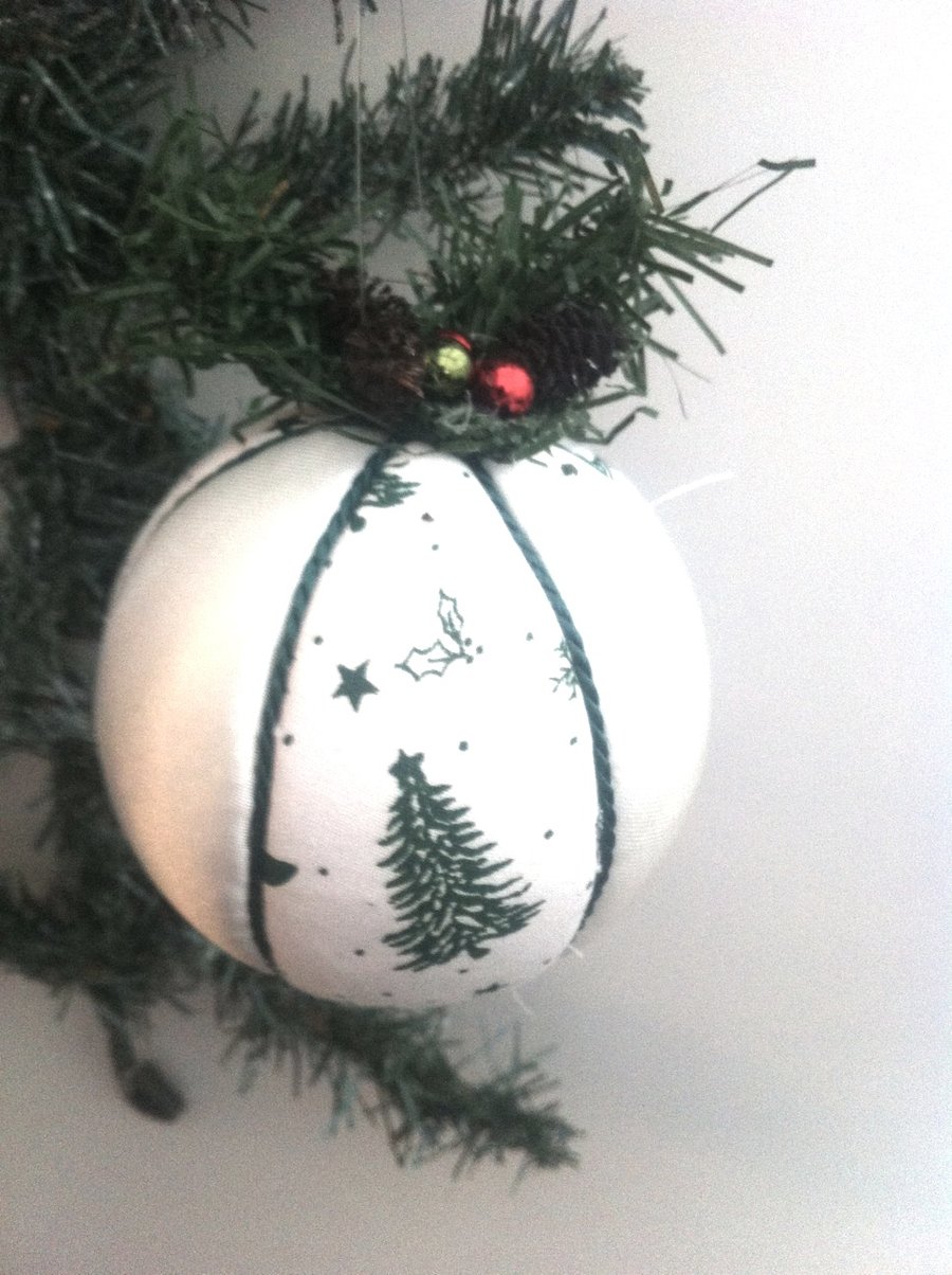 Large Fabric Covered Christmas Bauble