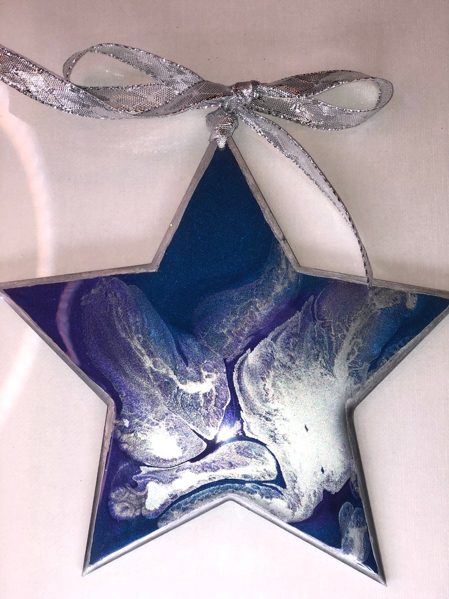 Christmas decoration, abstract, star,  blue, purple, silver 