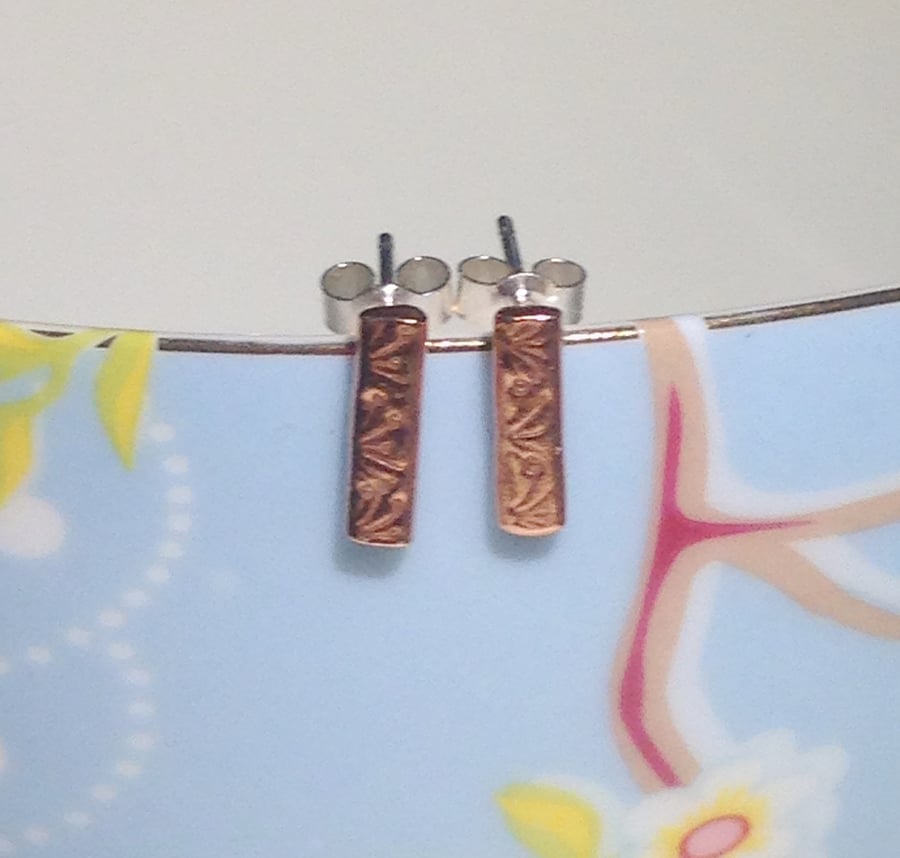 Handmade Copper Stud Earrings (ERCUSTSK2) - UK Free Post