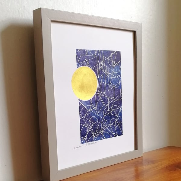 Lunar 2 linoprint