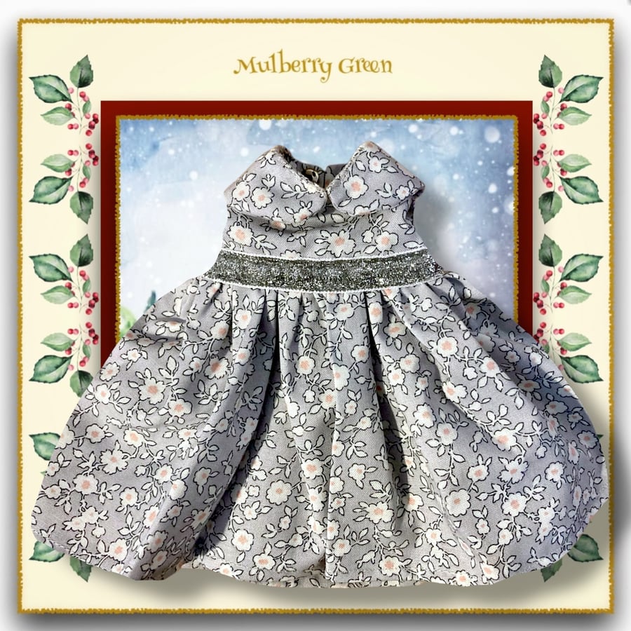 Liberty Pattern Dress with a Silver Sparkle Trim
