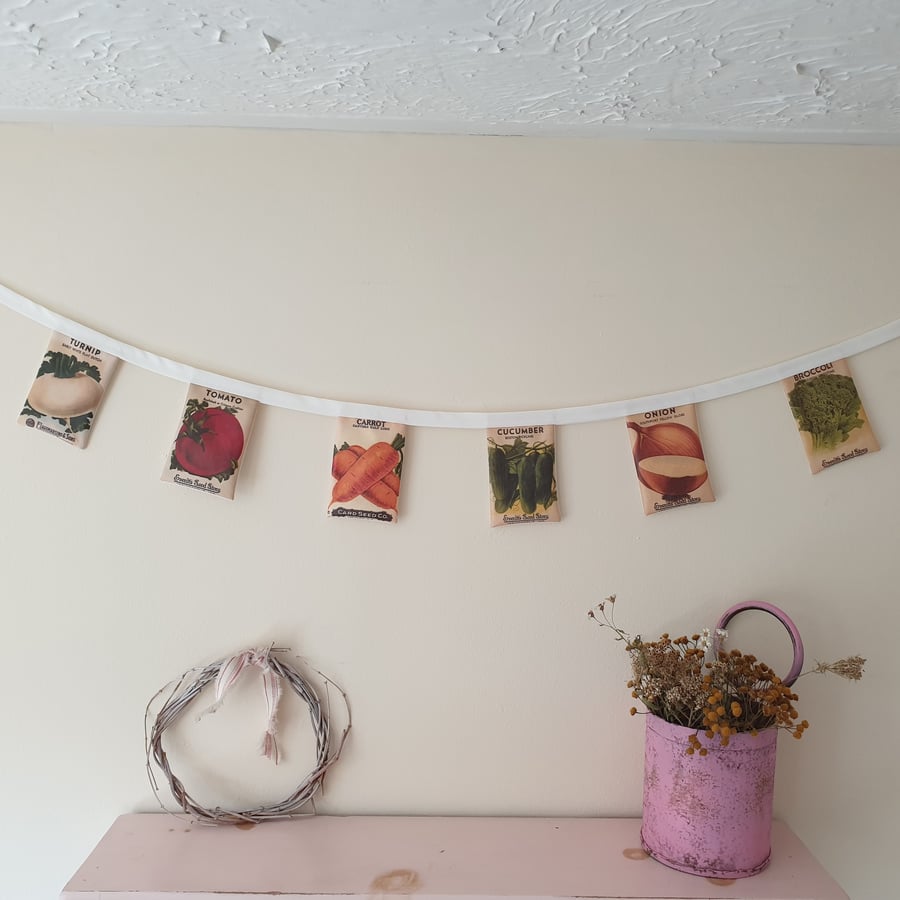 Vegetable Print Fabric Bunting Garland