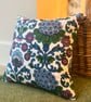 Vintage floral barkcloth cushion cover with green velvet back - Image 7