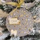Personalised Gold Star Bauble - Handmade Grey Ornament