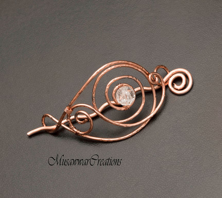 Handmade Celtic Hair Barrette – Hair Bun Slide in Copper, Silver, Brass