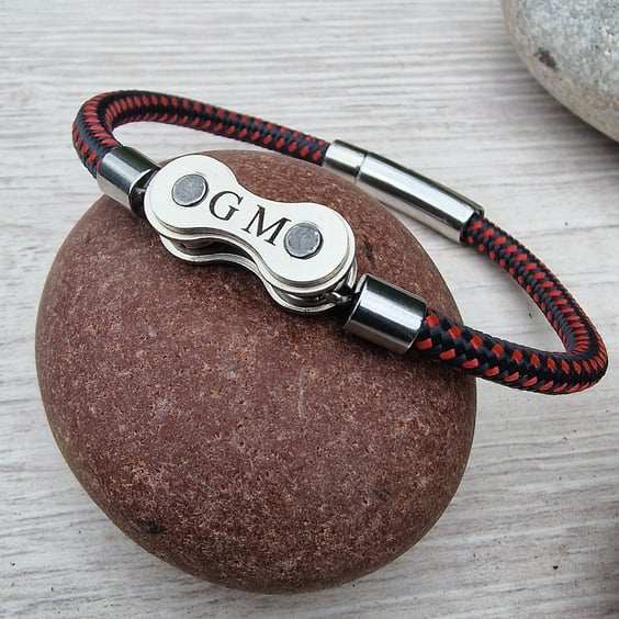Personalised Engraved Bike chain Rope bracelet