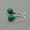 Dainty Green Onyx Sterling Silver Drop Earrings 