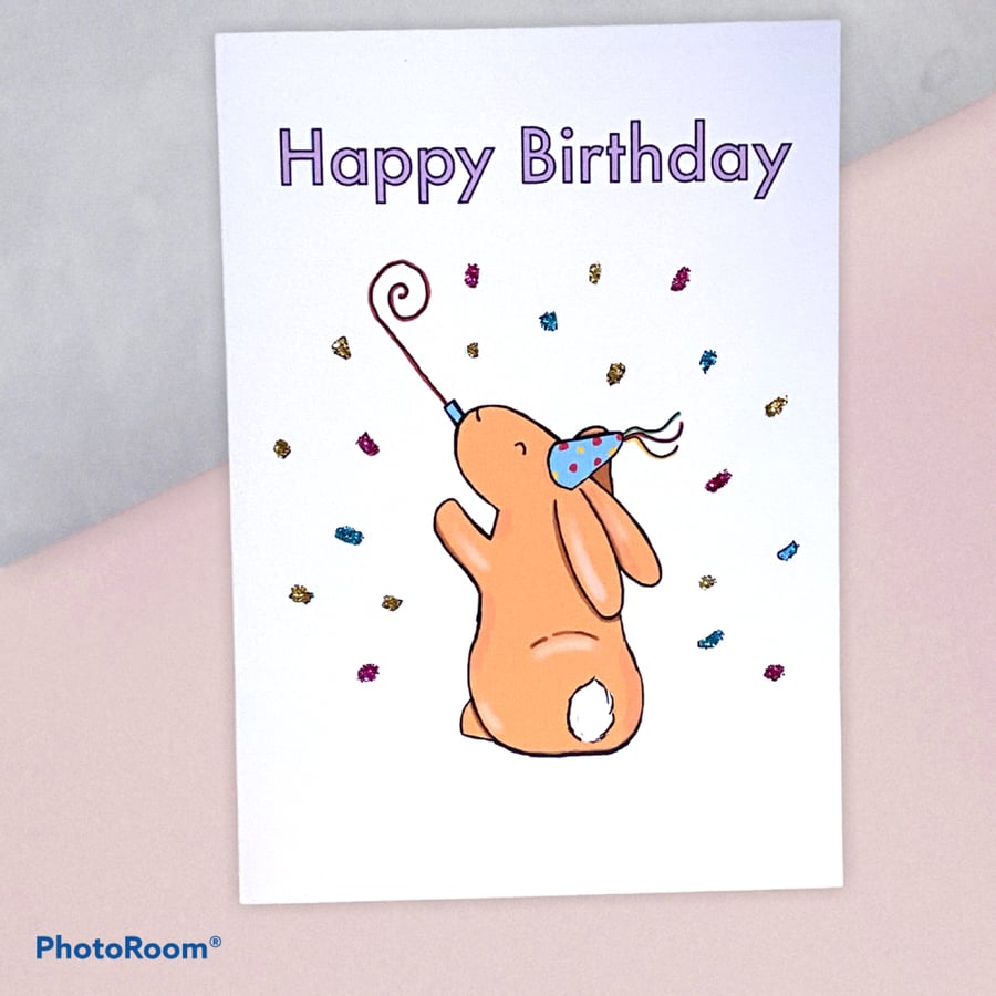 Happy birthday bunny rabbit card