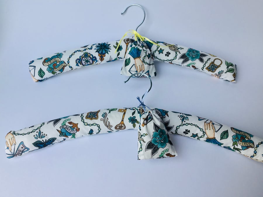 Padded Coat Hanger in Liberty’s Love Letter Fabric