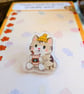 Autumn cat Acrylic Pin Badge, Coffee Cat Brooch, Kawaii Cat Gift - Image 2