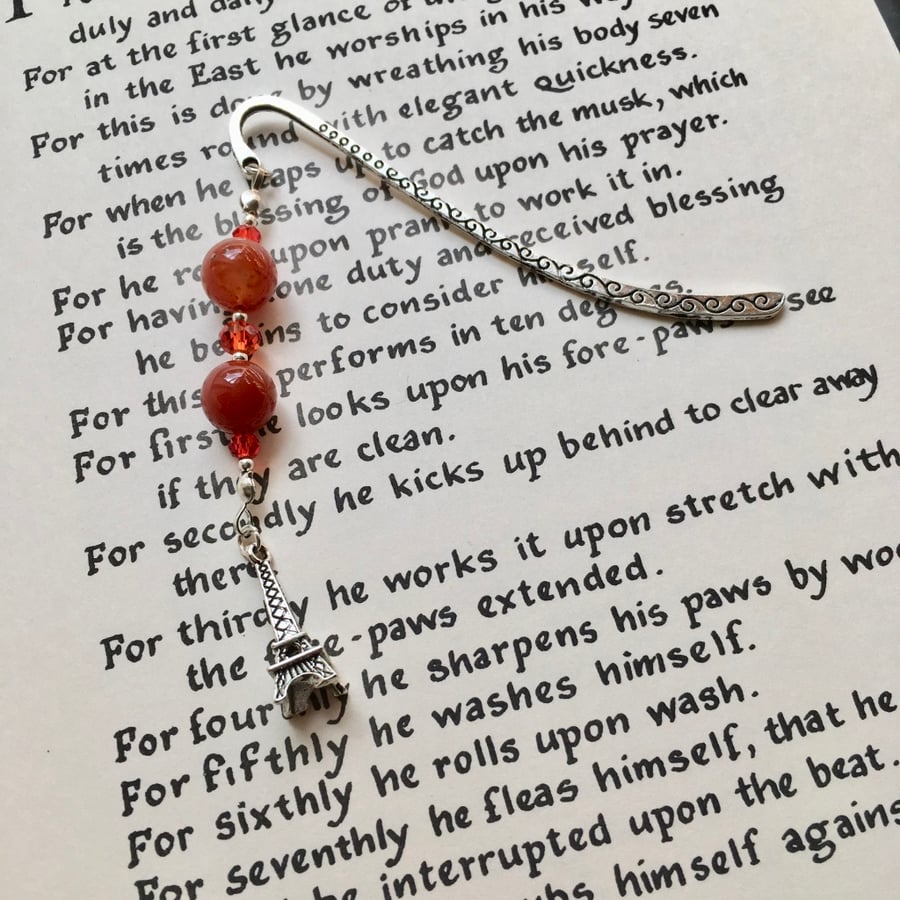 Eiffel Tower Orange Agate Bookmark