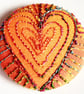 One Inch Badge Heart Fabric Badge with Free Machine Embroidery 
