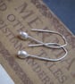 Earrings, Argentium silver pebble drop threader earrings - Image 2