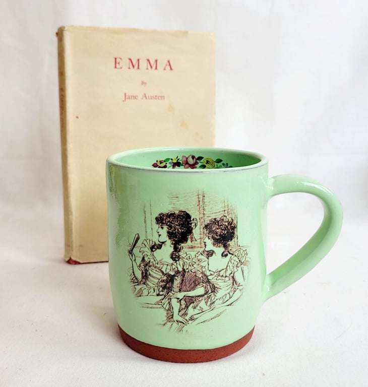 Jane Austen quote handmade mug, green Jane Austen 'Emma', literary gift