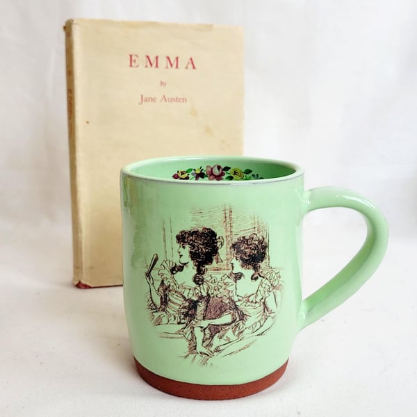 Jane Austen quote handmade mug, green Jane Austen 'Emma', literary gift