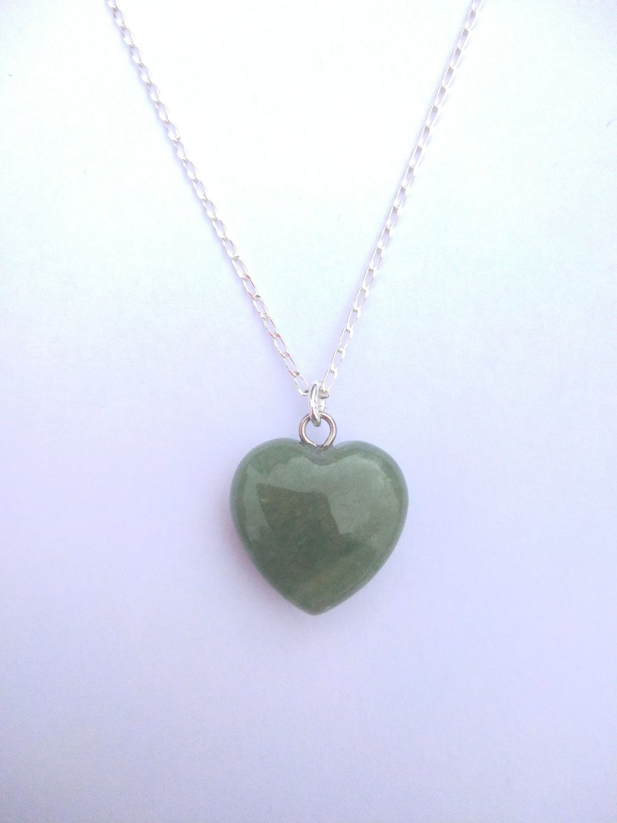 Aventurine Heart Pendant Necklace 