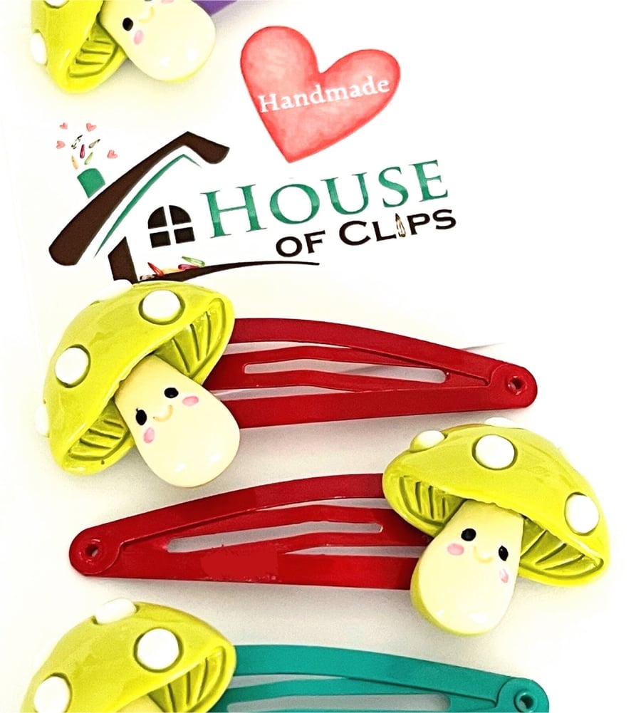 Fun Guy Hair Clips - Fungi Hair Slides - Toadstool Hair Clips - Mushroom Hair Cl