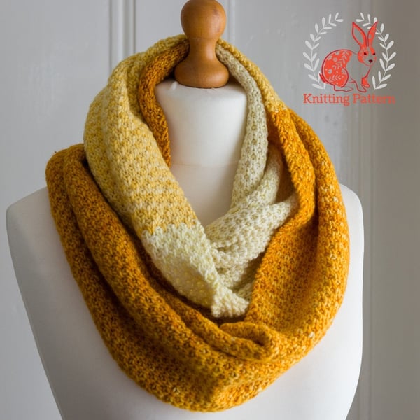 Knitting pattern for Cowl, 4 syle options for intermediate knitting skills