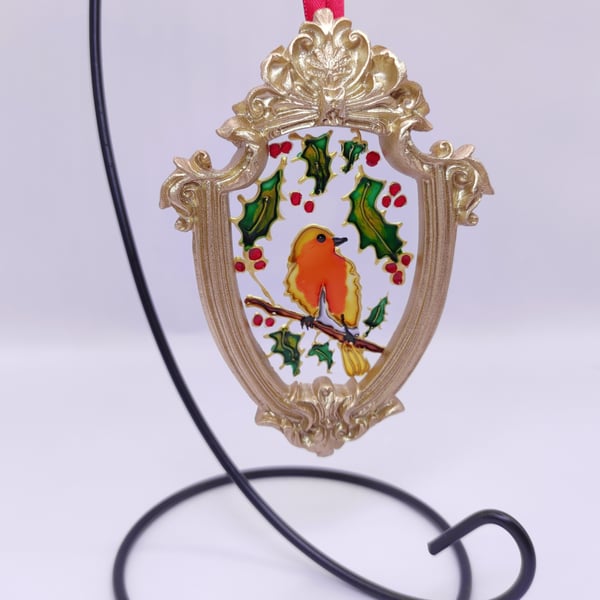 Handmade glass painted window hanging or Christmas tree bauble