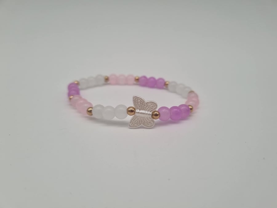 White, Purple  -  Pink Gradient Beaded Bracelets