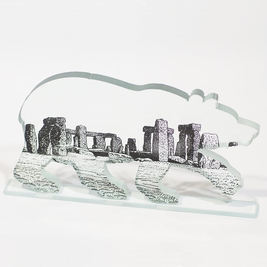 Stonehenge Bear Glass Sculpture