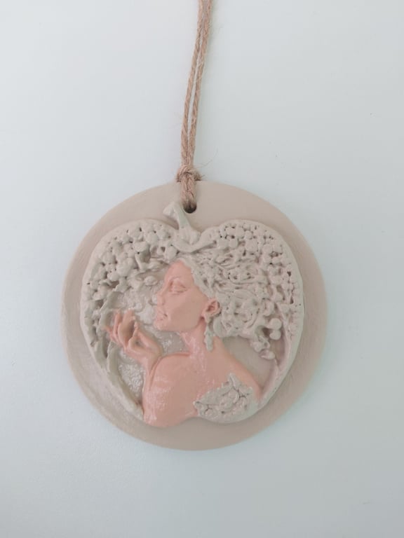 Warm Clay Apple Lady Hanging Ornament Decoration