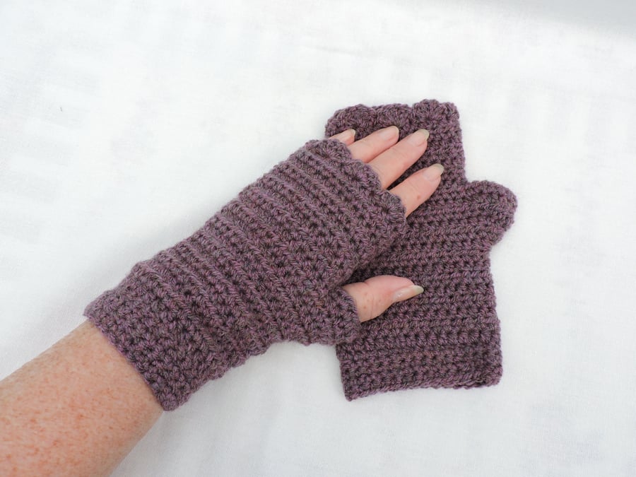 Crochet Fingerless Mitts Grape Seconds Sunday