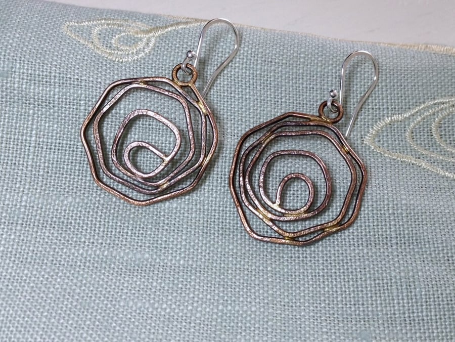  Bronze Wire Rose Dangle Earrings. 