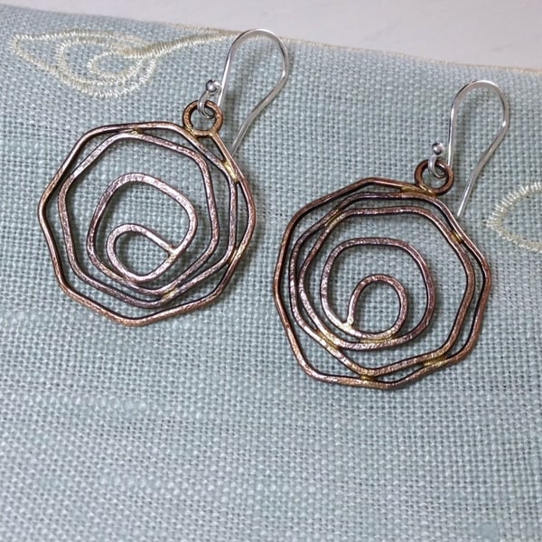  Bronze Wire Rose Dangle Earrings. 