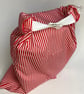 Bread bag. Medium or large size, reusable and washable. Red stripes. - Image 2