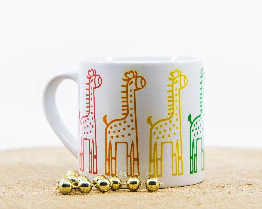 Child's Mug Large Espresso Giraffes Cartoon Fun Rainbow Colours Childrens Gifts 