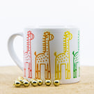 Child's Mug Large Espresso Giraffes Cartoon Fun Rainbow Colours Childrens Gifts 