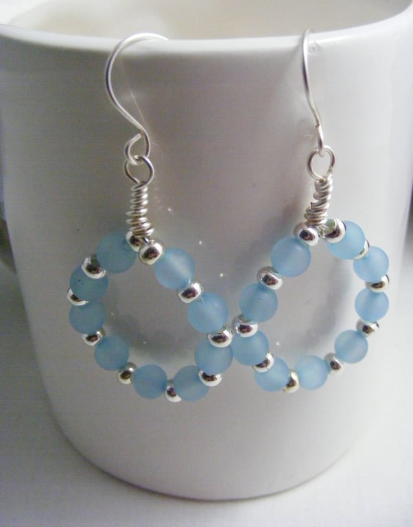 Pale Blue Polaris Hoop Earrings.