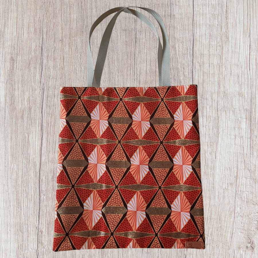 Red and Gold African Print Tote Bag