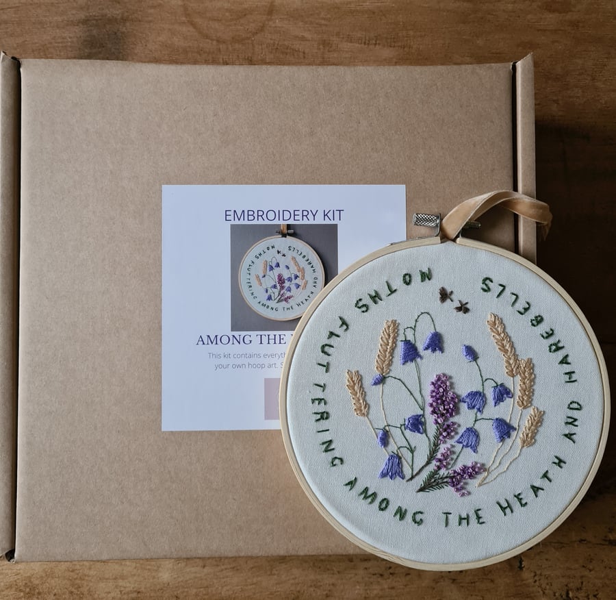 Embroidery kit 'Amongst The Harebells' for beginners. complete kit with hoop