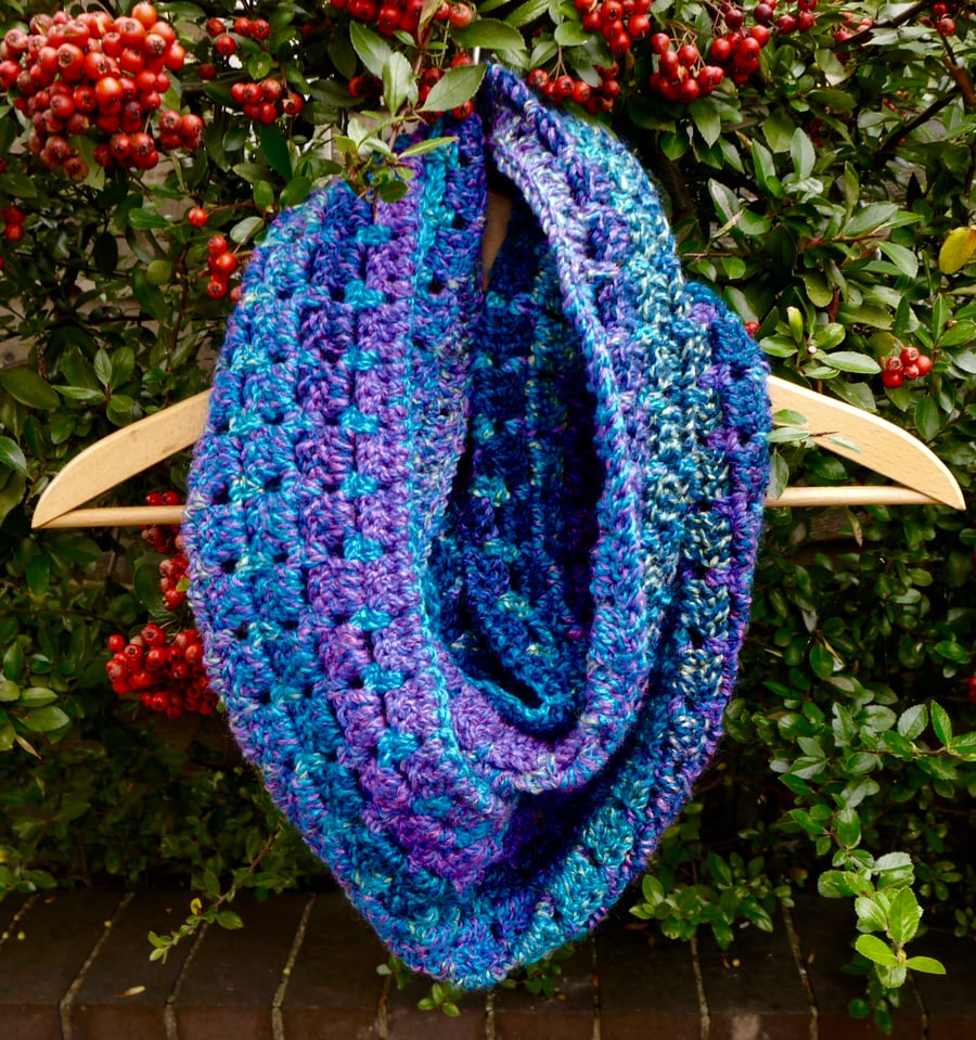 Blue Scarf Crochet Infinity 