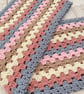 Multicoloured Crochet Infinity Scarf - Handmade - Retro - Granny Stripe - Pink - Image 10