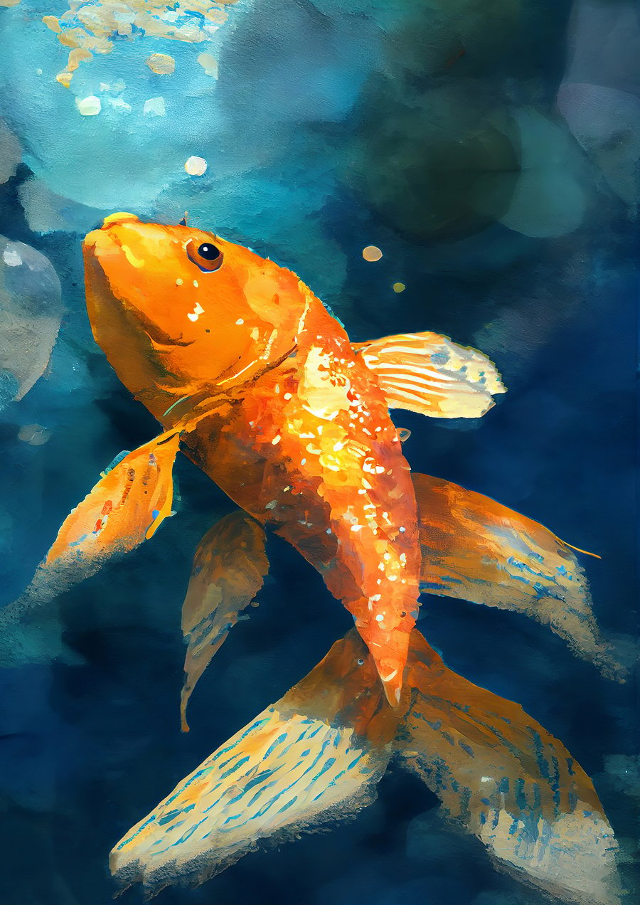 Vibrant Goldfish Art Print - Lively 5x7 Aquatic Animal Wall Decor