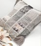 Light grey patchwork cushion cover with envelope back.   - Image 6