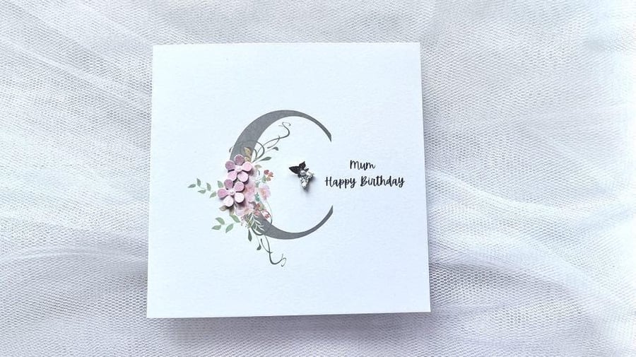 Handmade Personalised Birthday Card, 3D Alphabet Birthday Card C621